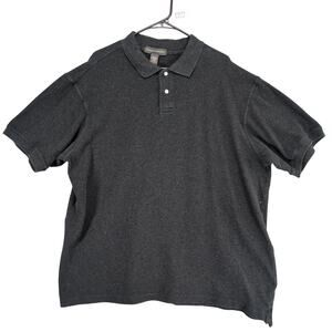 Y2K Banana Republic Men's XL Dark Charcoal Textured Short Sleeve Polo Shirt